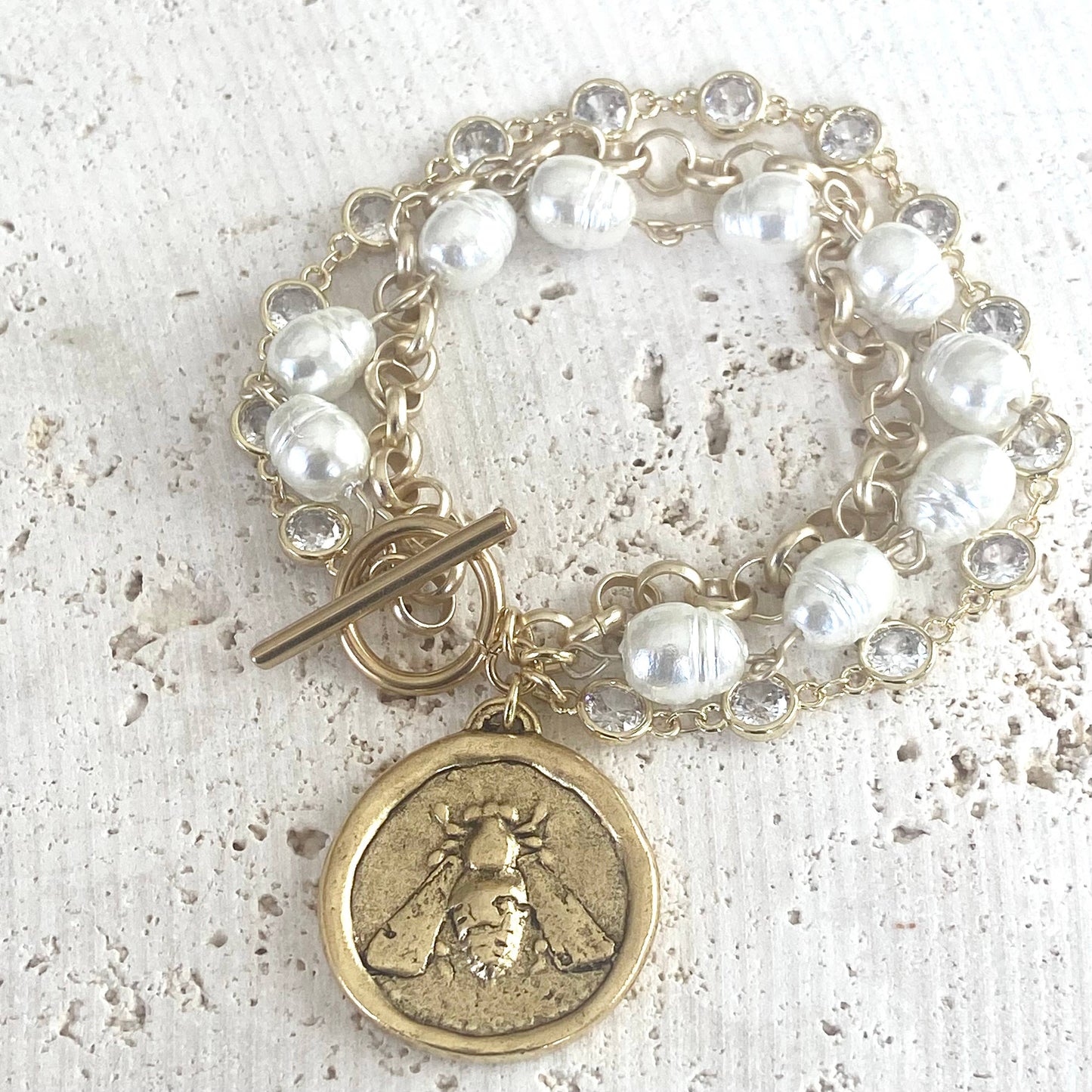 VB & Co. Bee Coin Triple Layered Bracelet (Reversable)
