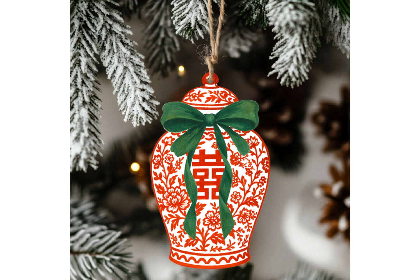 Die-Cut Chinoiserie Ginger Jar Holiday Gift Tag | Set or Ind
