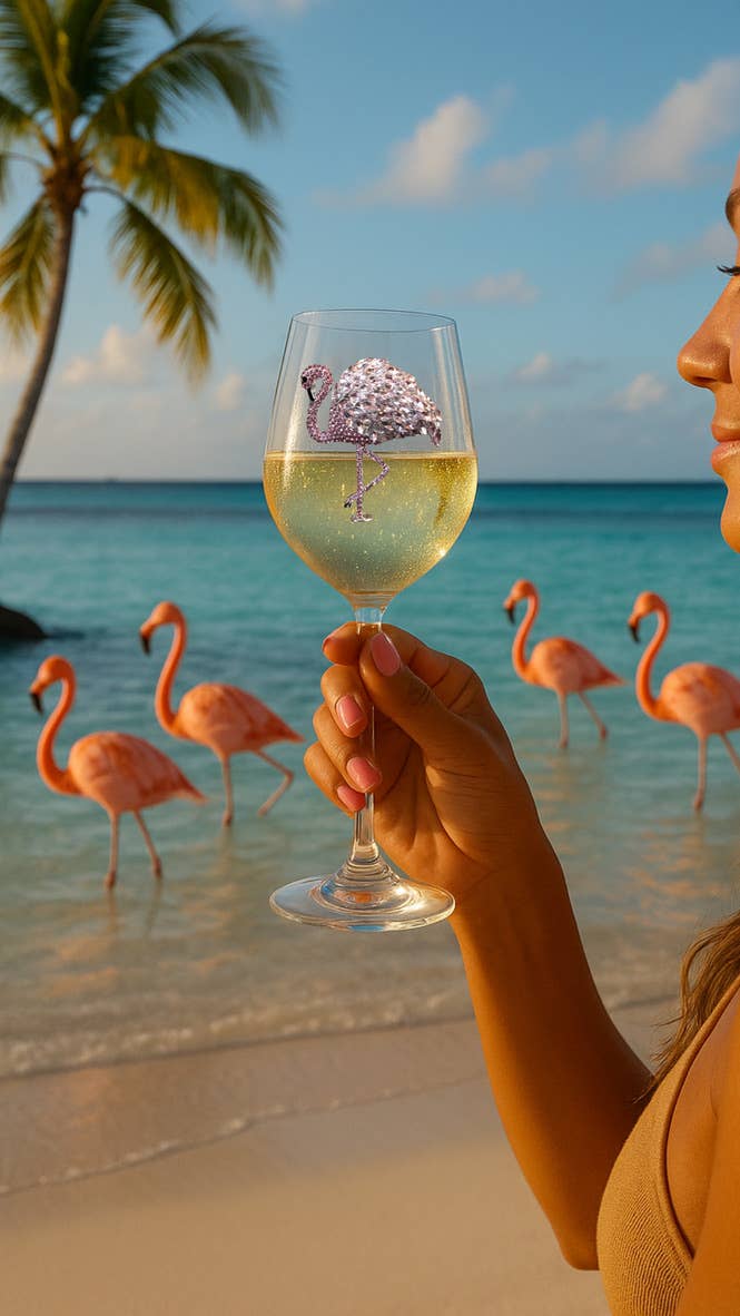 Queens' Jewels Flamingo Jeweled Stemmed Wine Glass