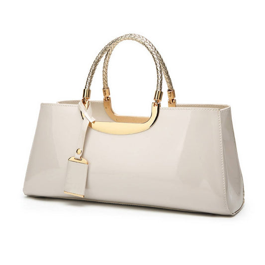 High-Gloss Patent Leather Evening Tote Bag