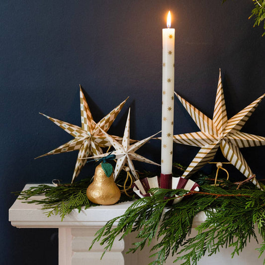 Talking Tables Gold Star Straight Dinner Candles | Christmas/Every Day Dining