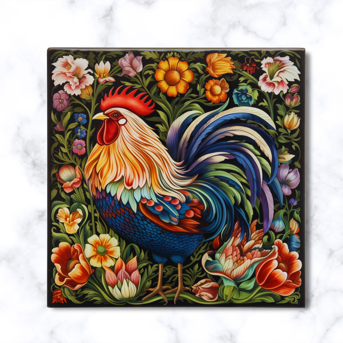 Highland Row Italian Rooster Ceramic Trivet | Mediterranean Decor