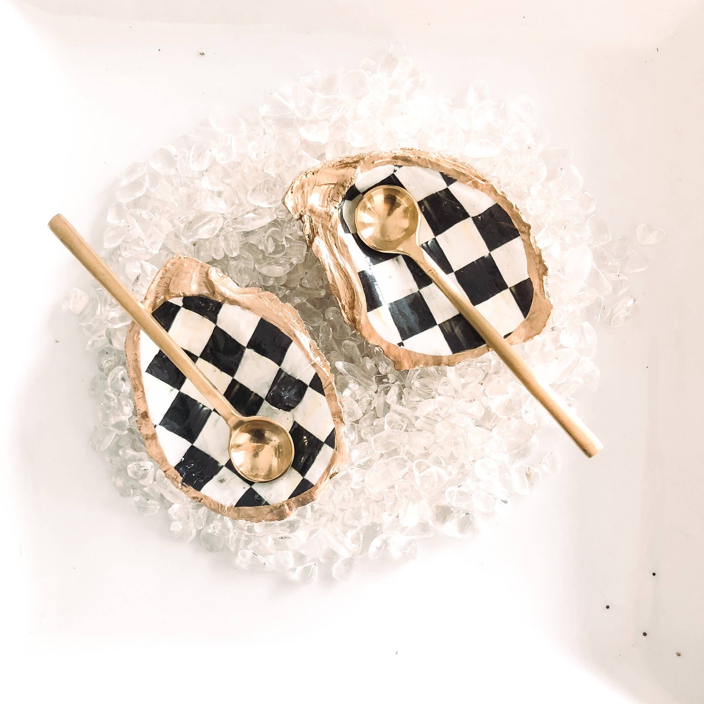 Kcrookdesign's Mackenzie Courtly Black or Royal Blue Check Decorative Oyster Trays