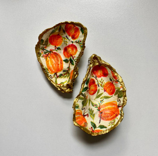 Del Mar Designs Pumpkin Patch Oyster Shell Jewelry Dish