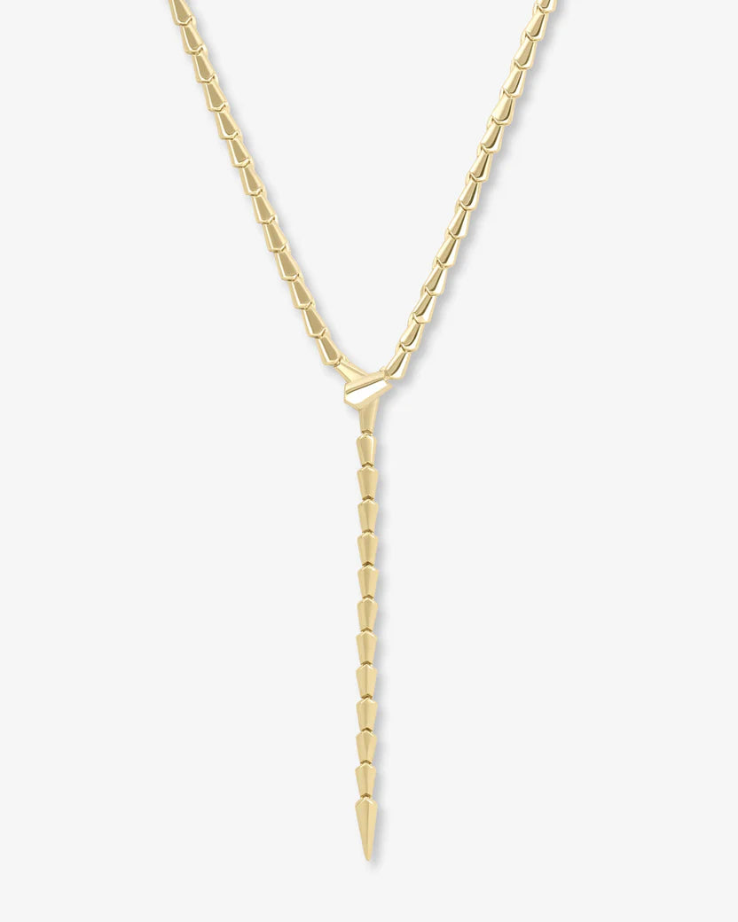 Melinda Maria Serpent Lariat Necklace, Gold, Silver