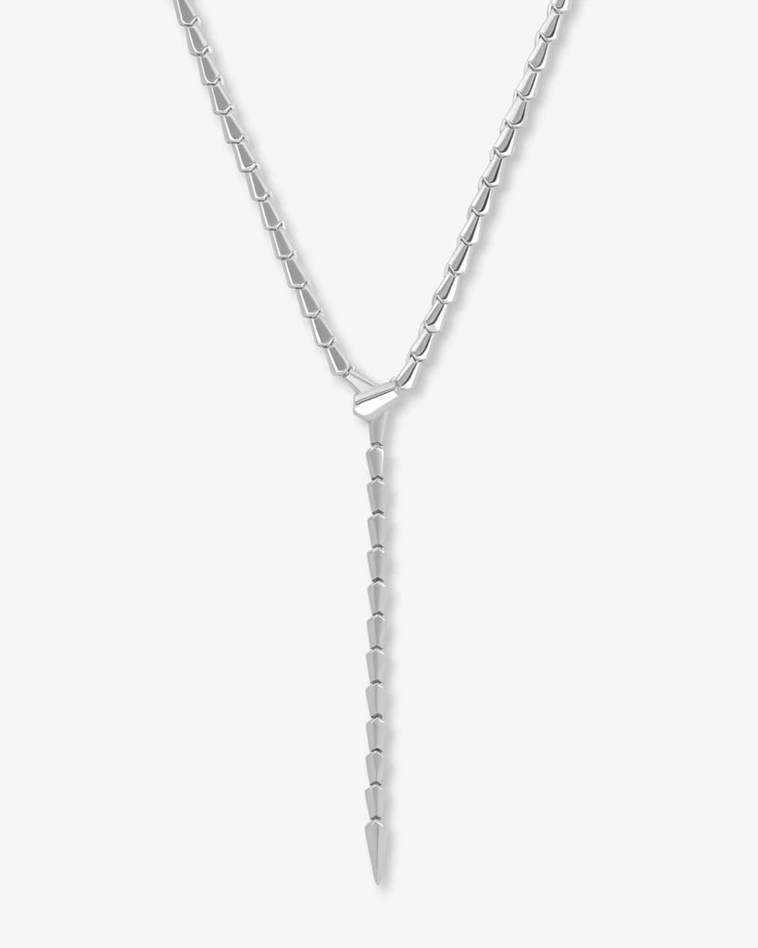 Melinda Maria Serpent Lariat Necklace, Gold, Silver