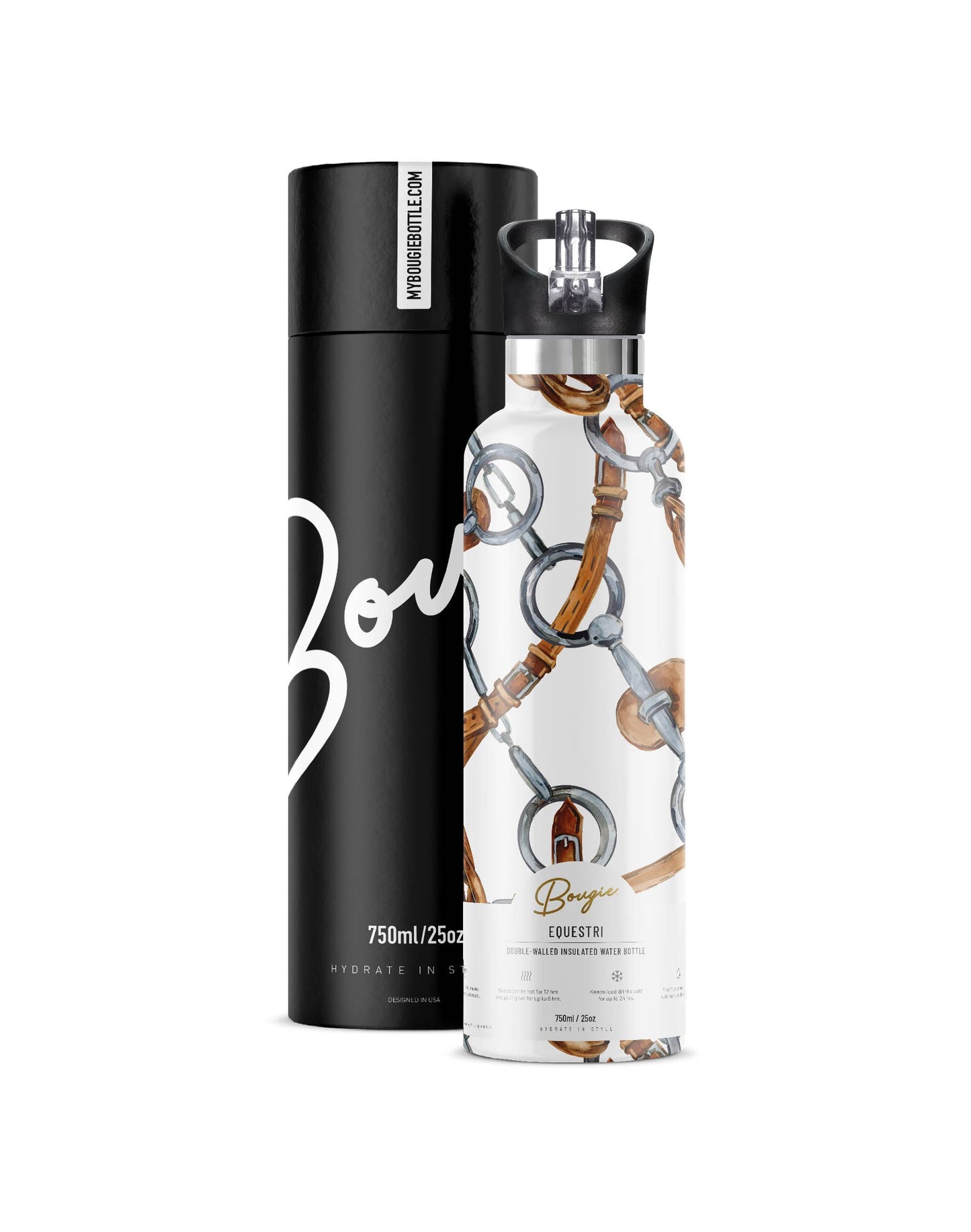 Bougie Bottle EQUESTRI Scarf 25 oz Insulated Water Bottle