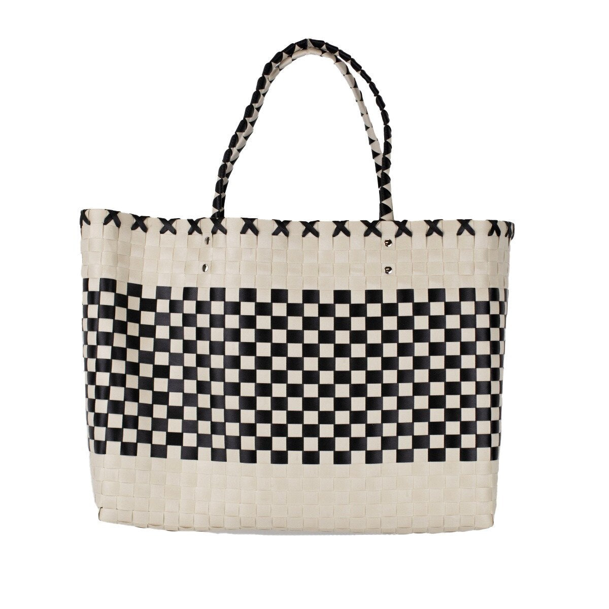 Royal Standard Jodie Woven Tote Cream/Black 17x14x5
