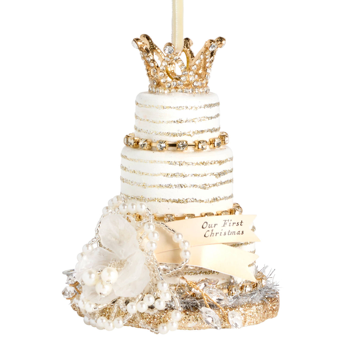 Demdaco Our First Christmas Wedding Cake Glitter Ornament