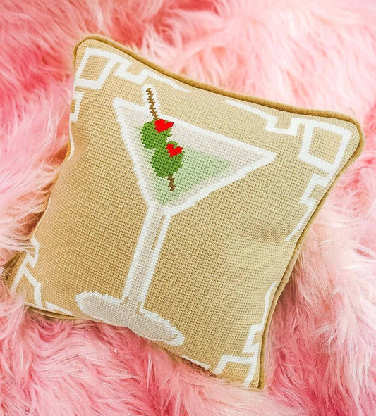 Southern Decorative Dirty Martini Needlepoint Pillow