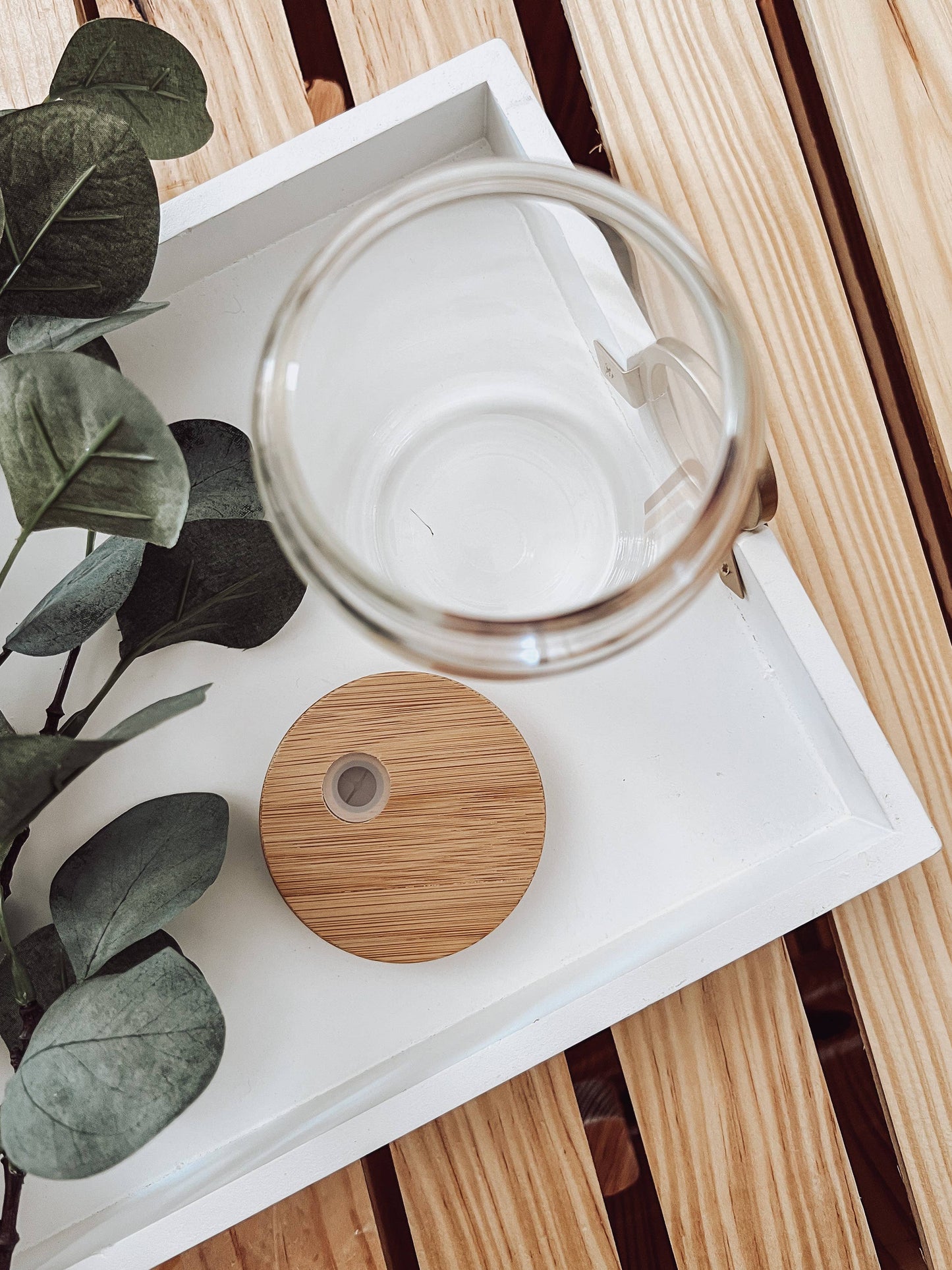 Fa La La La 16 oz Glass Cup with Bamboo Lid