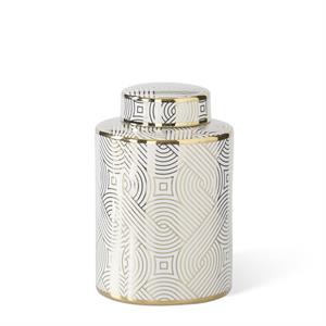 K&K Interiors White & Gold Ceramic Ginger Jars