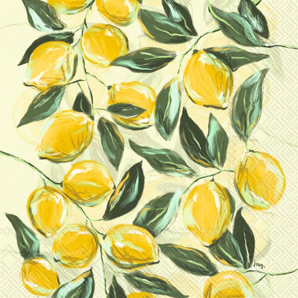 Boston International Paper Lunch Napkins 20 Count Painterly Lemons