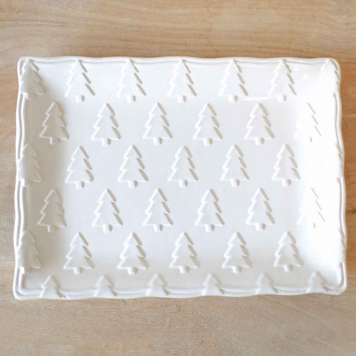 Royal Standard Balsam Lane Embossed Christmas Platter-White