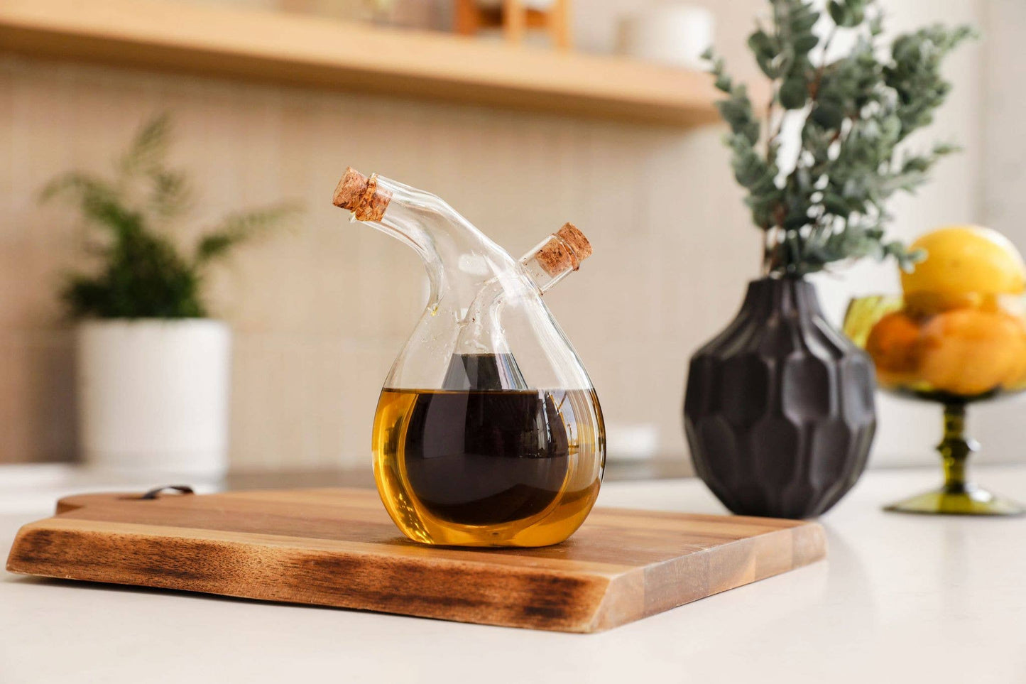 Bamboo Switch Glass Oil & Vinegar Cruet Dispenser | Kitchen Bestseller