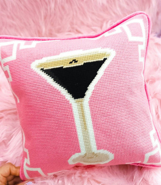 Southern Decorative Espresso Martini Needlepoint Pillow