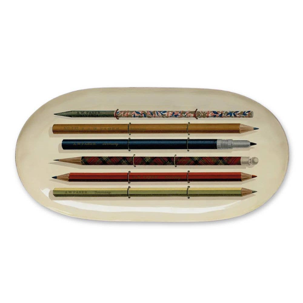 Roomytown Oval Enamel Tray - Vintage Pencils
