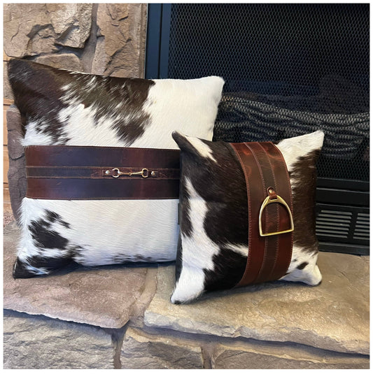 Equestrian English Stirrup Iron Cowhide Leather Pillow