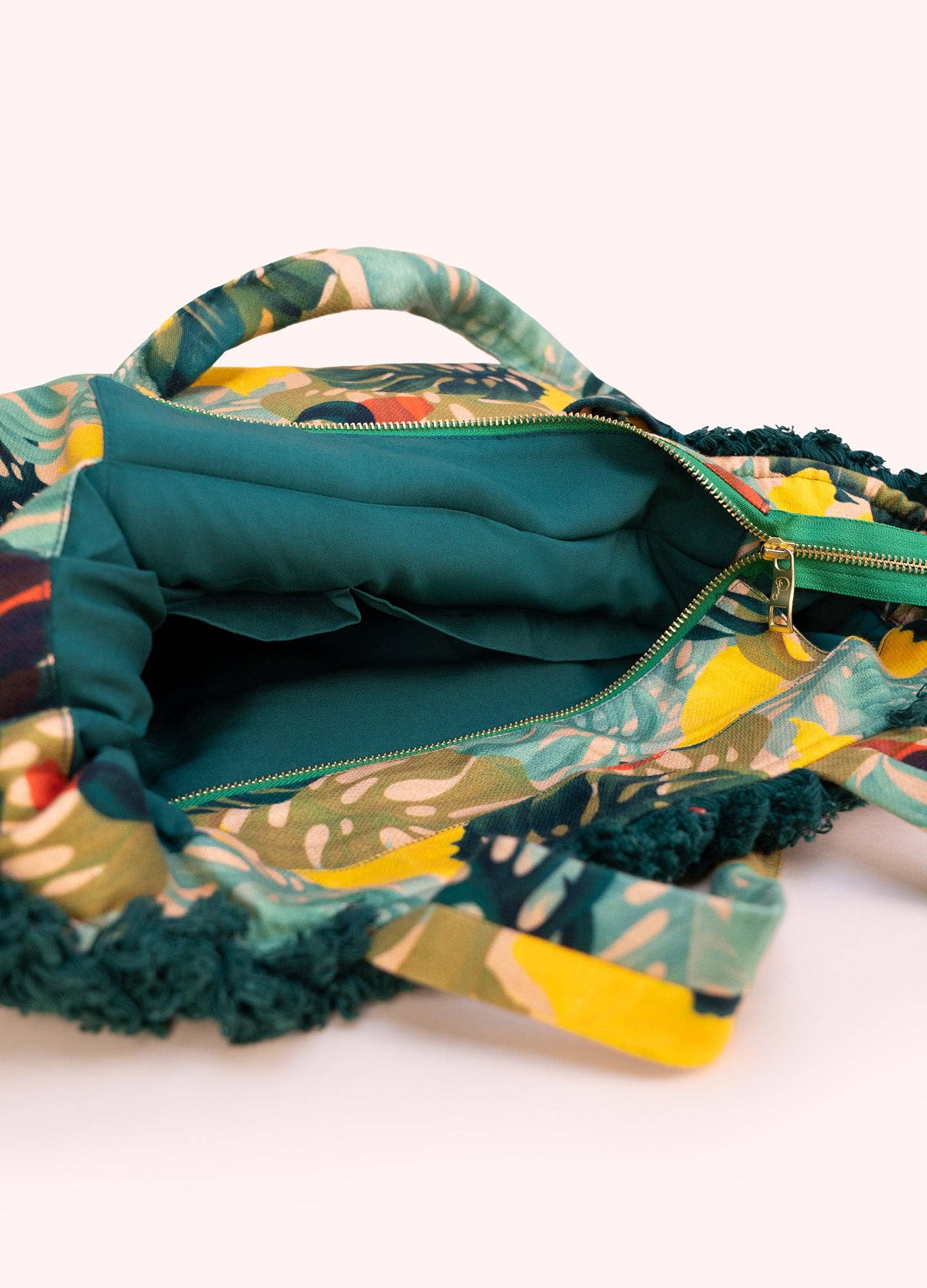 Fringed Box Tote - Exotic Leaves, by Powder Designs