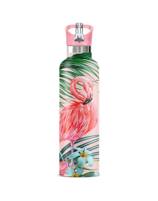 FLAMINGO Pink Tropical 25 oz Insulated Water Bottle