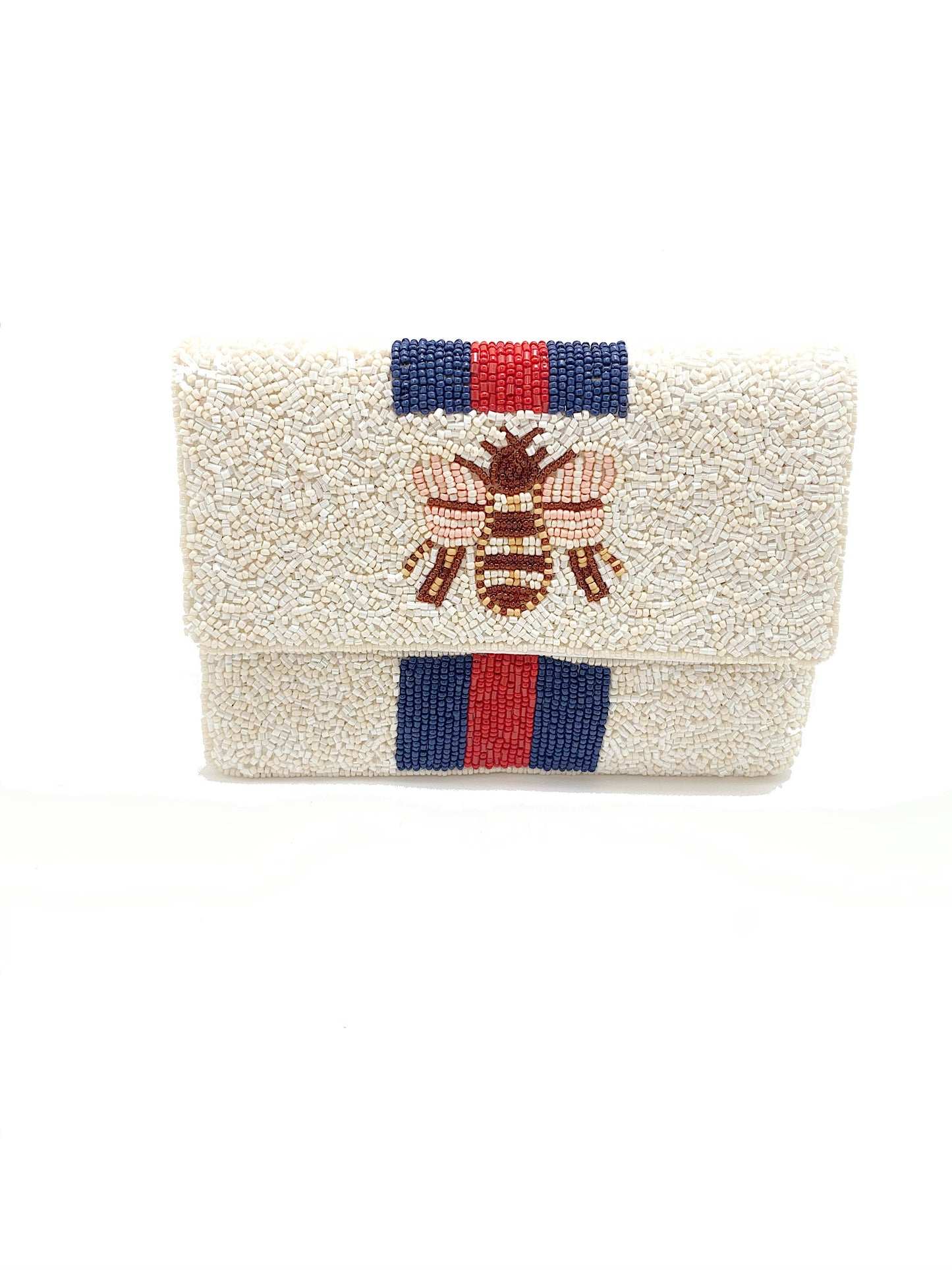 BEE YOU NAVY STRIPED MINI CLUTCH