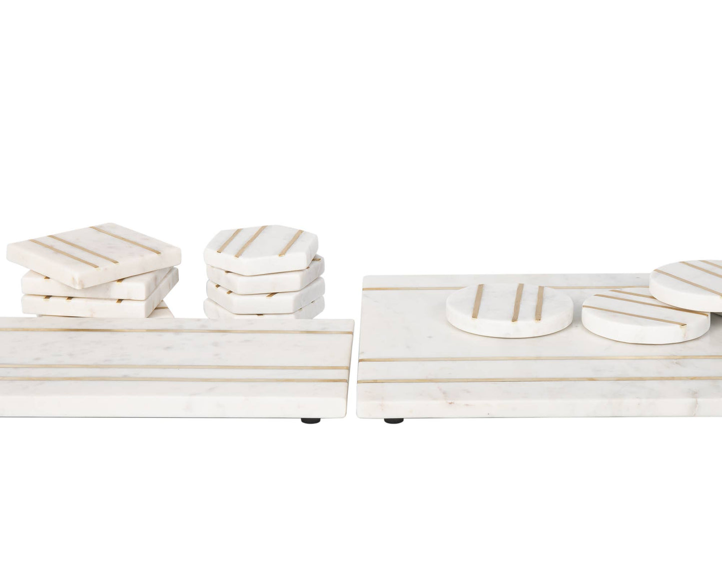 Godinger Set of 4 Sq Marble Coasters Inlay