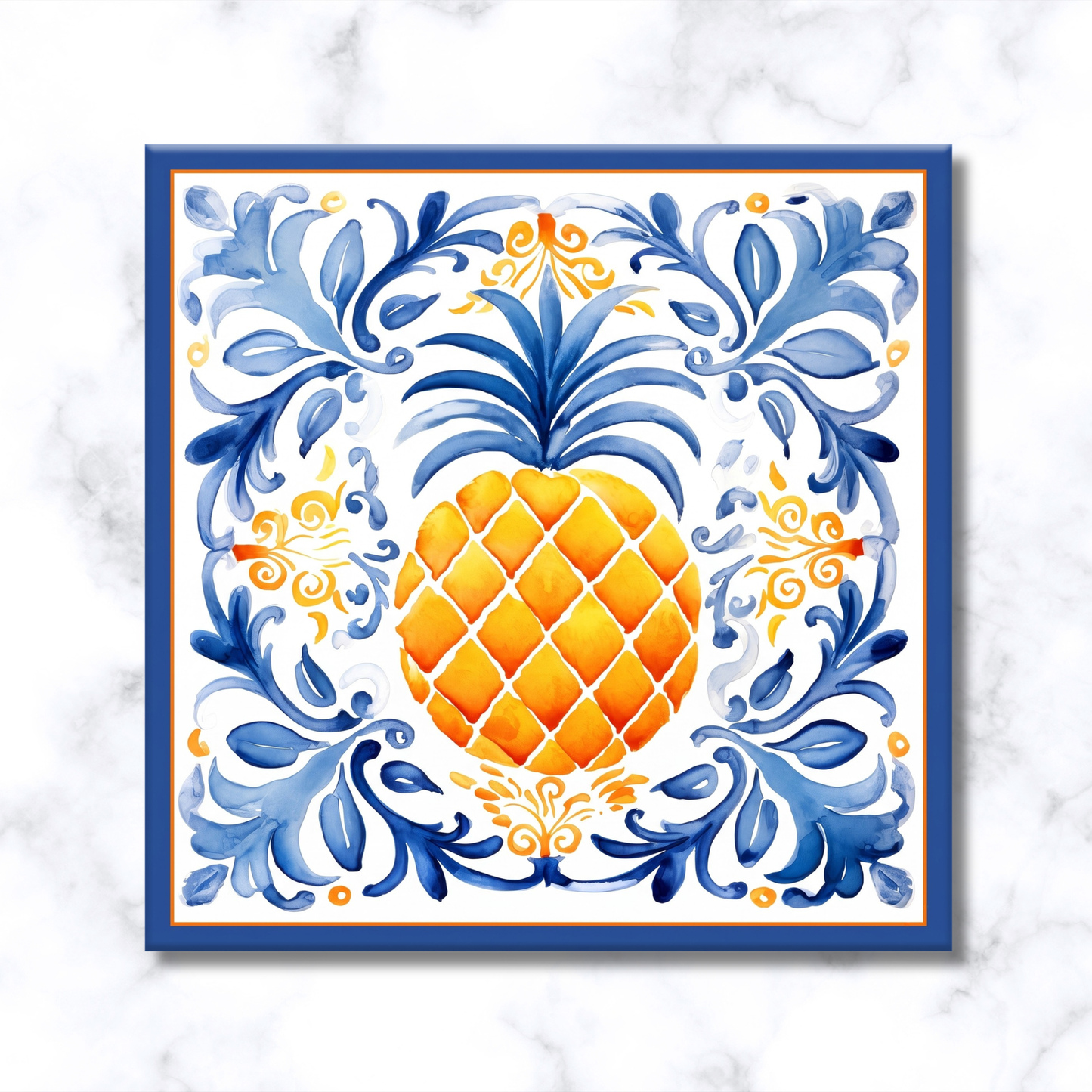 Highland Row Pineapple Majolica Ceramic Trivet | Italian Kitchen Decor