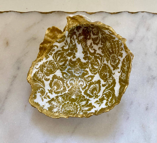 Del Mar Designs- Gold Filigree Oyster Shell Jewelry Dish