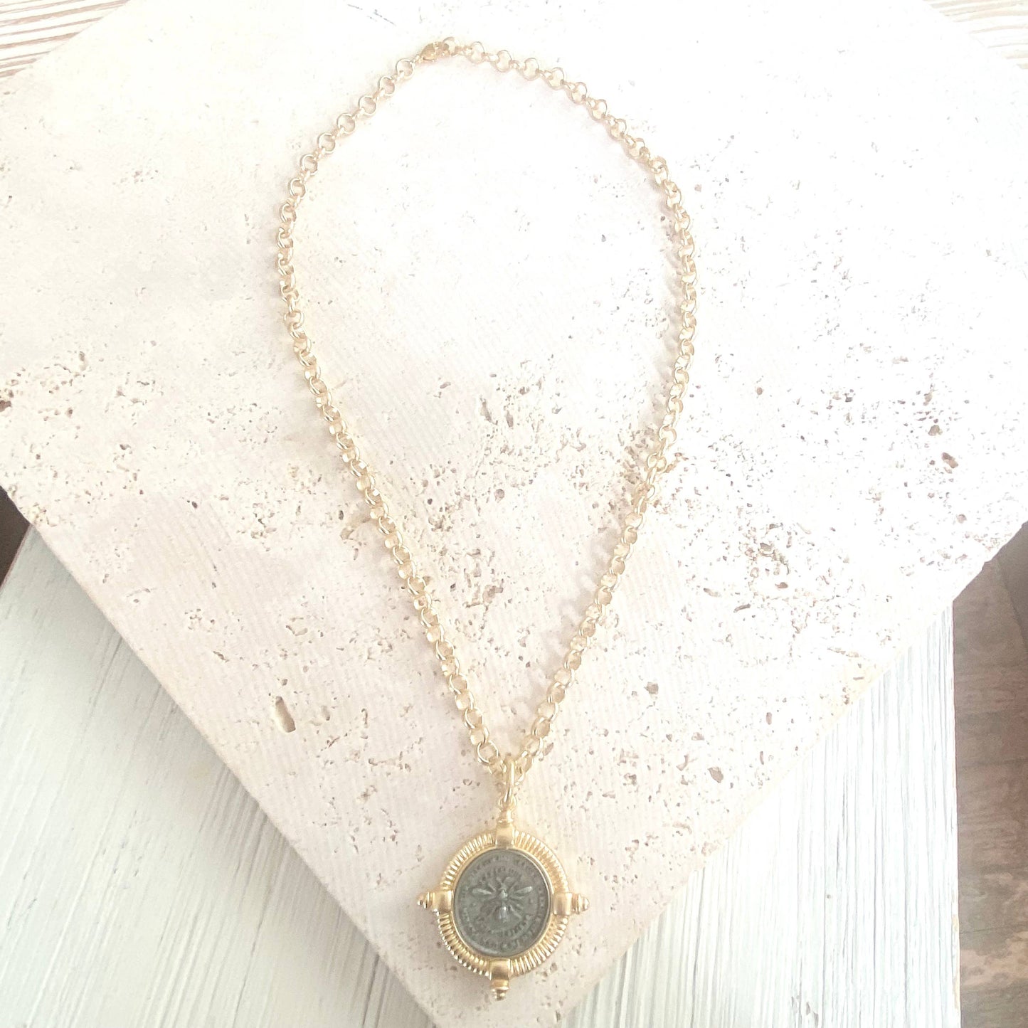 VB & Co. Bee Coin Necklace Matte