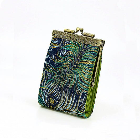 Peacock Brocade RFID Card Holder / Wallet