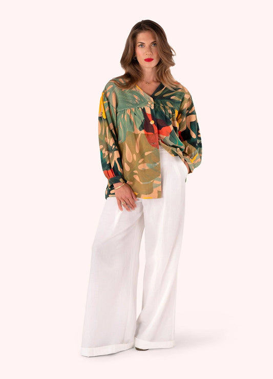 Short Cotton Jacket - Exotic Leaves, by Powder Designs