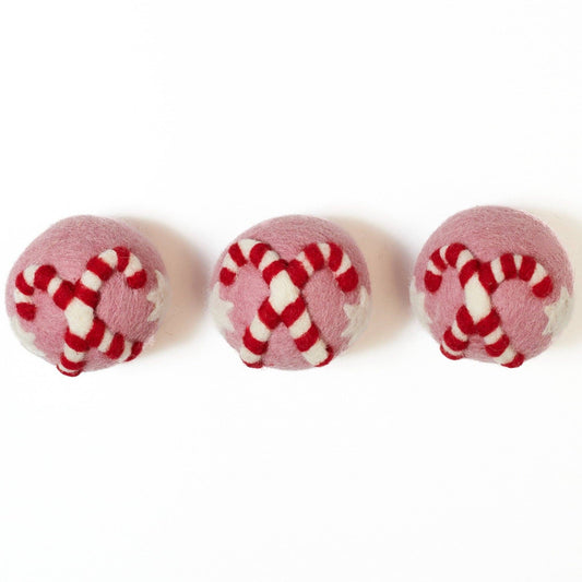 Once Again Home Wool Dryer Balls - Set of 3 Candy Cane