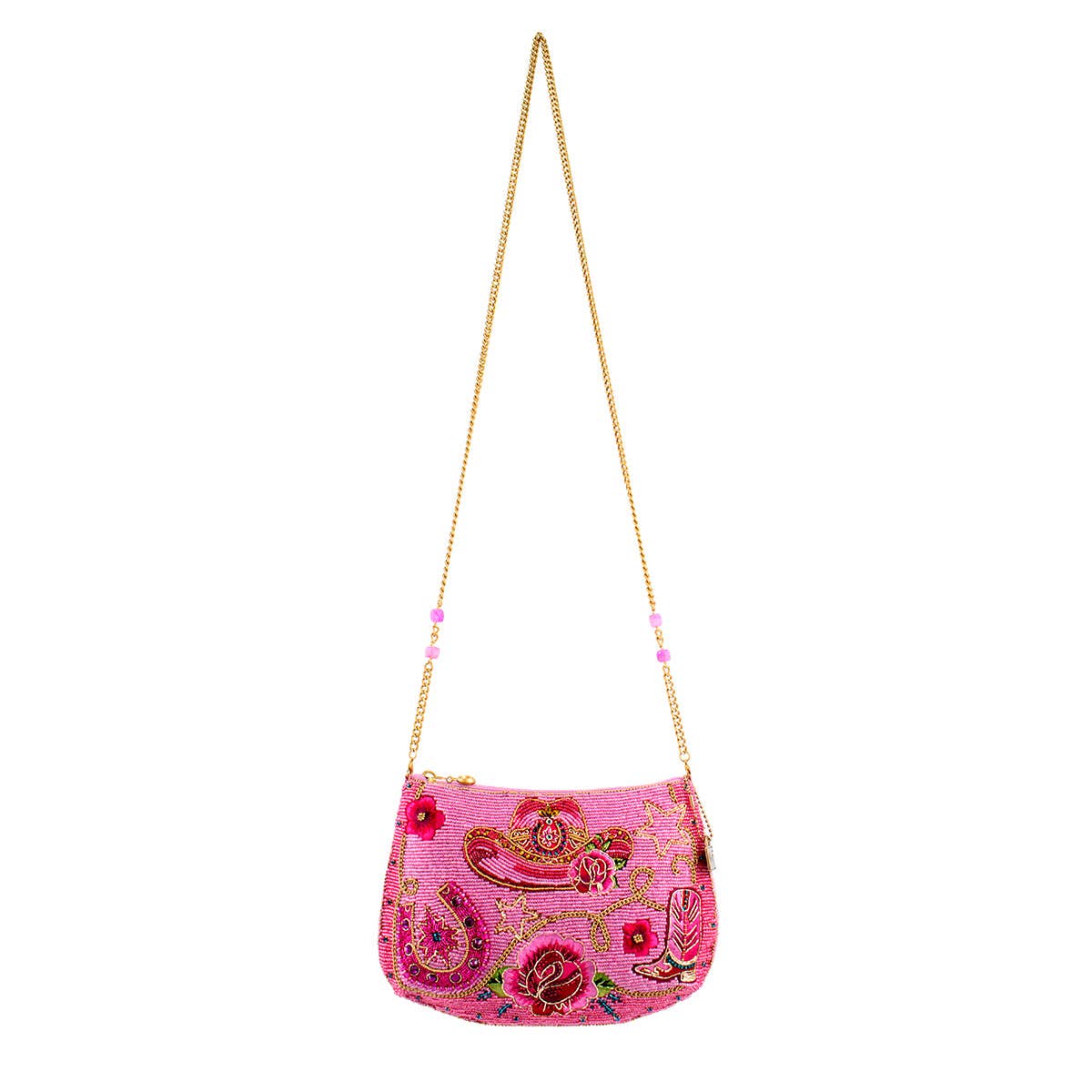 Mary Frances Rodeo Drive Pink Western Themed Beaded Crossbody Handbag