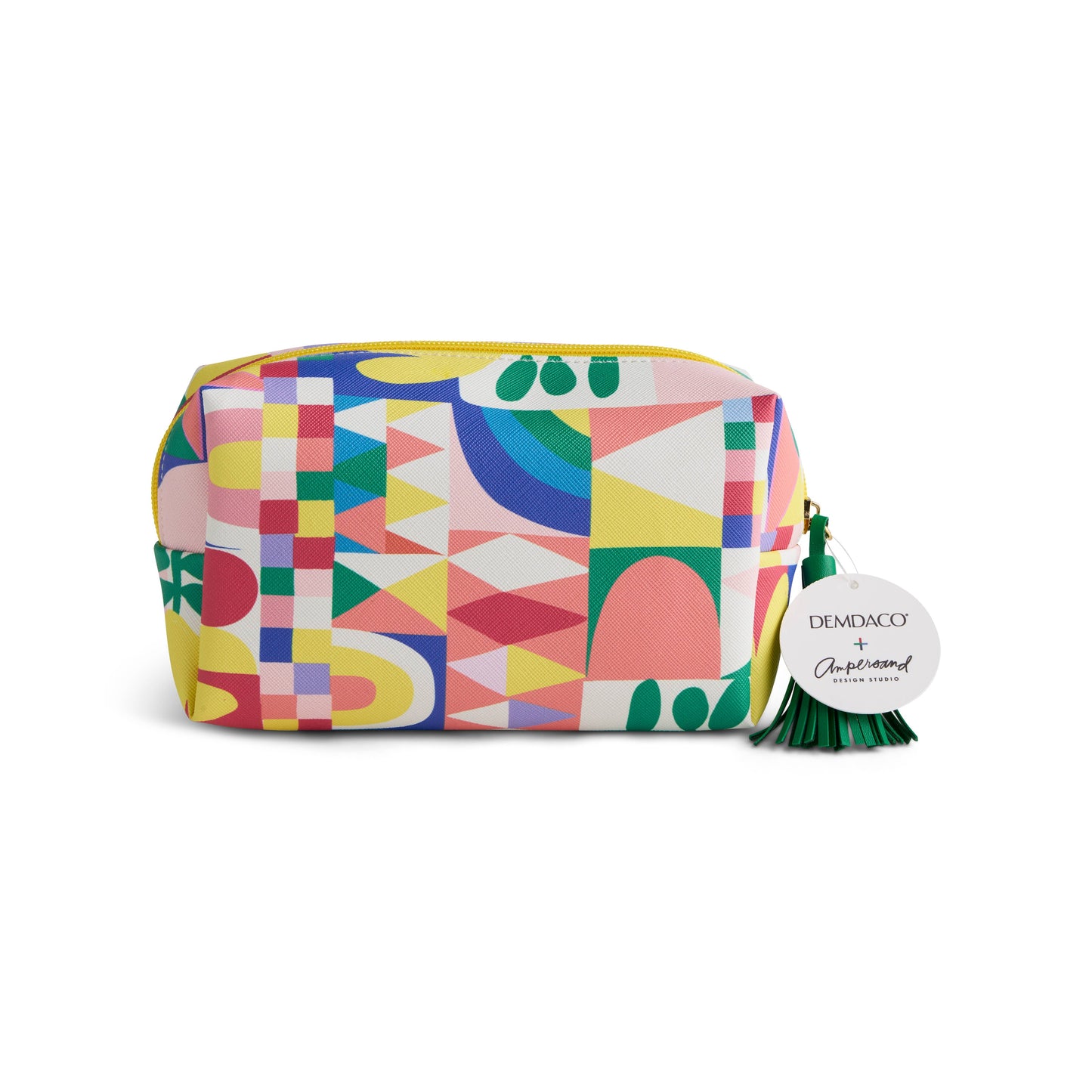 Folk Collage Quilted Zip Pouch - 7x 2.5x 4.5in