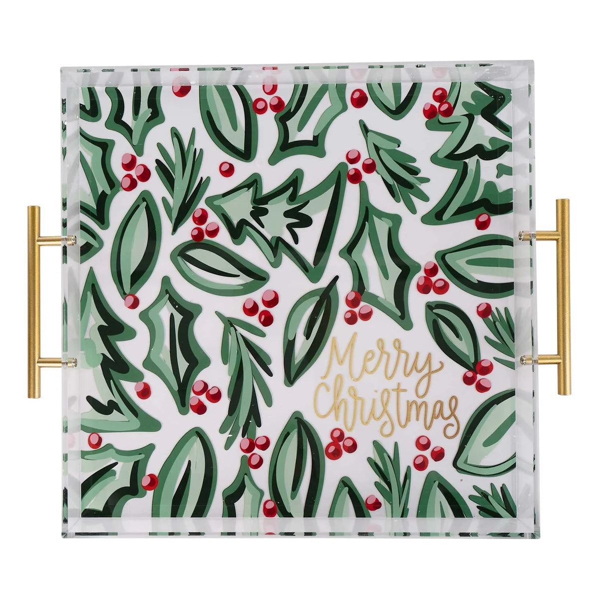 Glory Haus Merry Christmas Holly Acrylic Tray