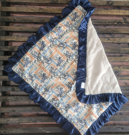 Cuddle Couture Bronc Rider Minky Blanket (Car Seat Size)