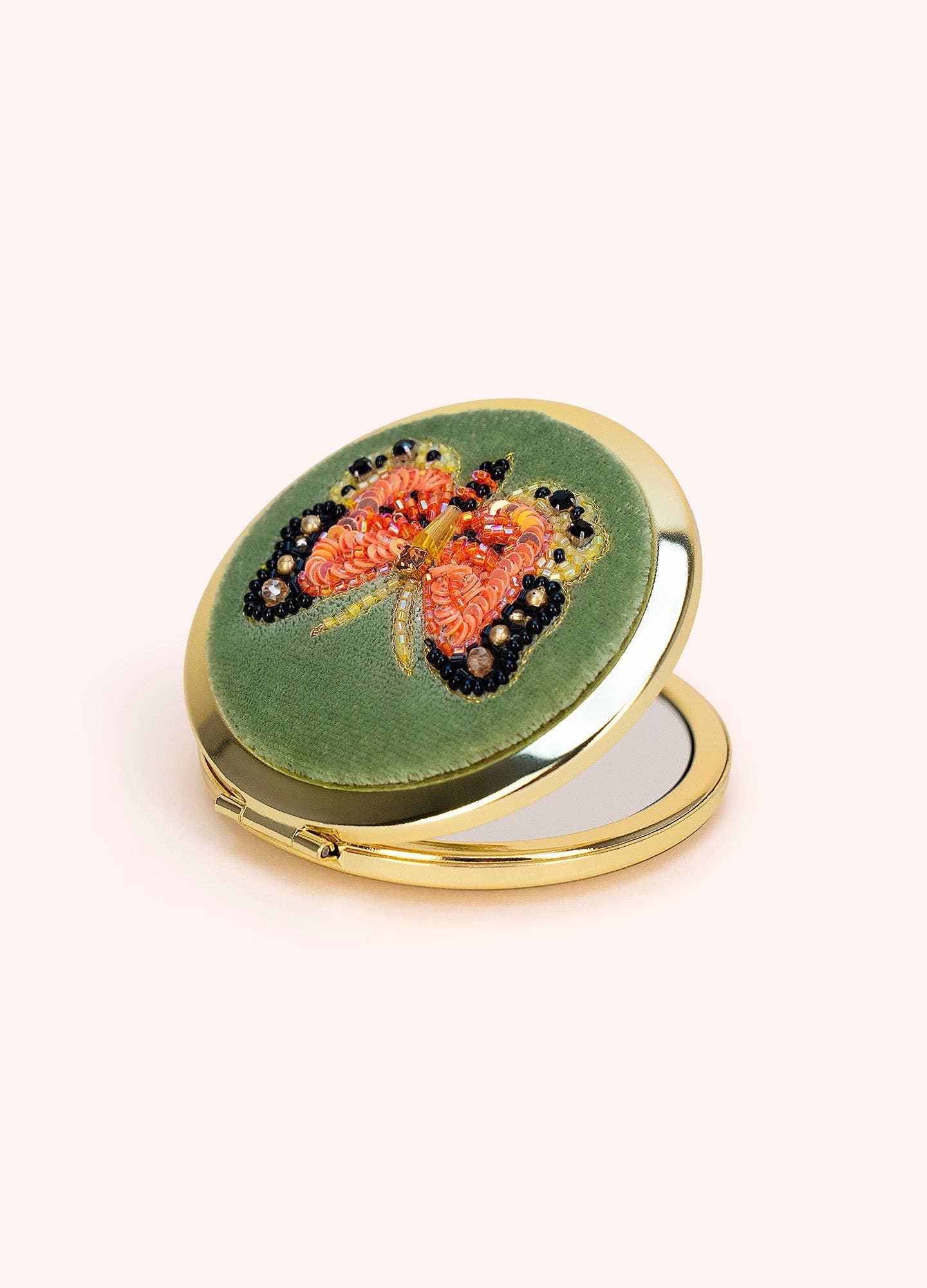 Embroidered Compact Mirror - Bonny Butterfly, by Powder Designs
