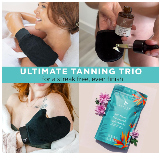 Beauty By Earth Self Tanner Body & Face Applicator & Exfoliating Glove