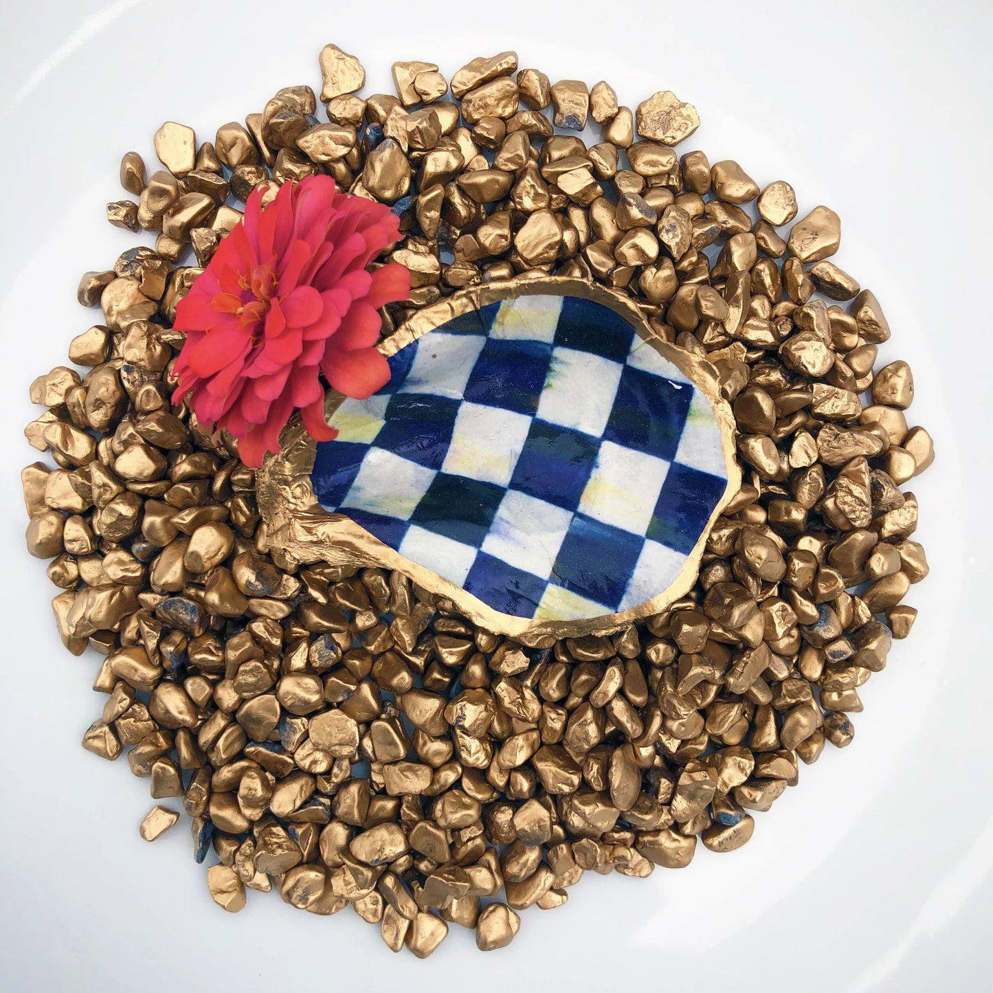 Kcrookdesign's Mackenzie Courtly Black or Royal Blue Check Decorative Oyster Trays