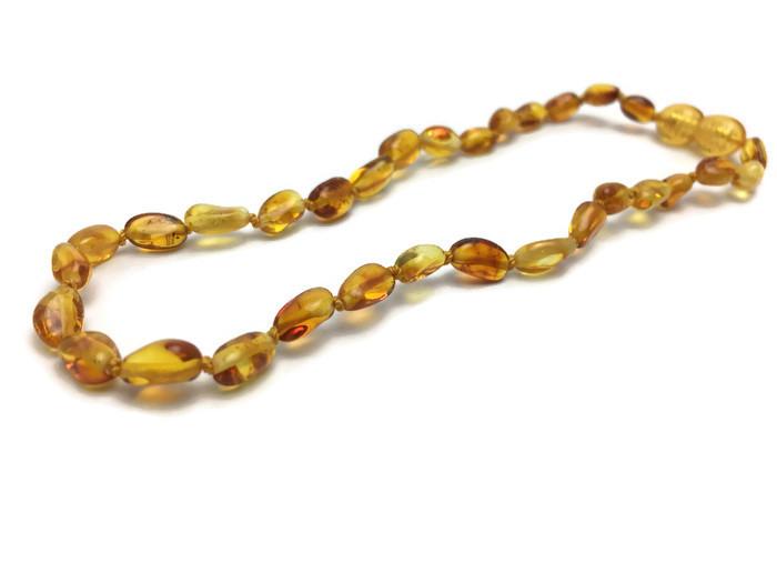 Baltic Essentials Polished Honey Bean 11 Baltic Amber Necklace teething fever fussiness