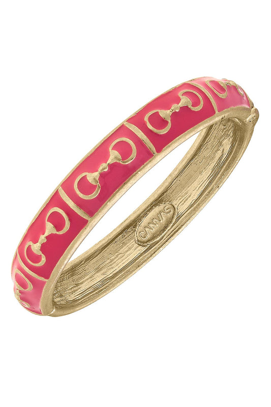 Canvas Style Quincy Horsebit Sculpted Enamel Hinge Bangle