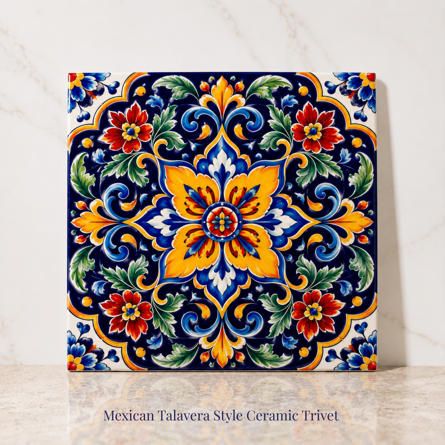 Highland Row Talavera Floral Ceramic Trivet