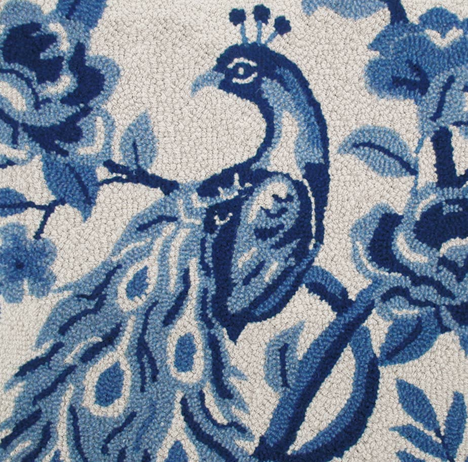 Peking Handicraft Chinoiserie Peacock Hook Pillow