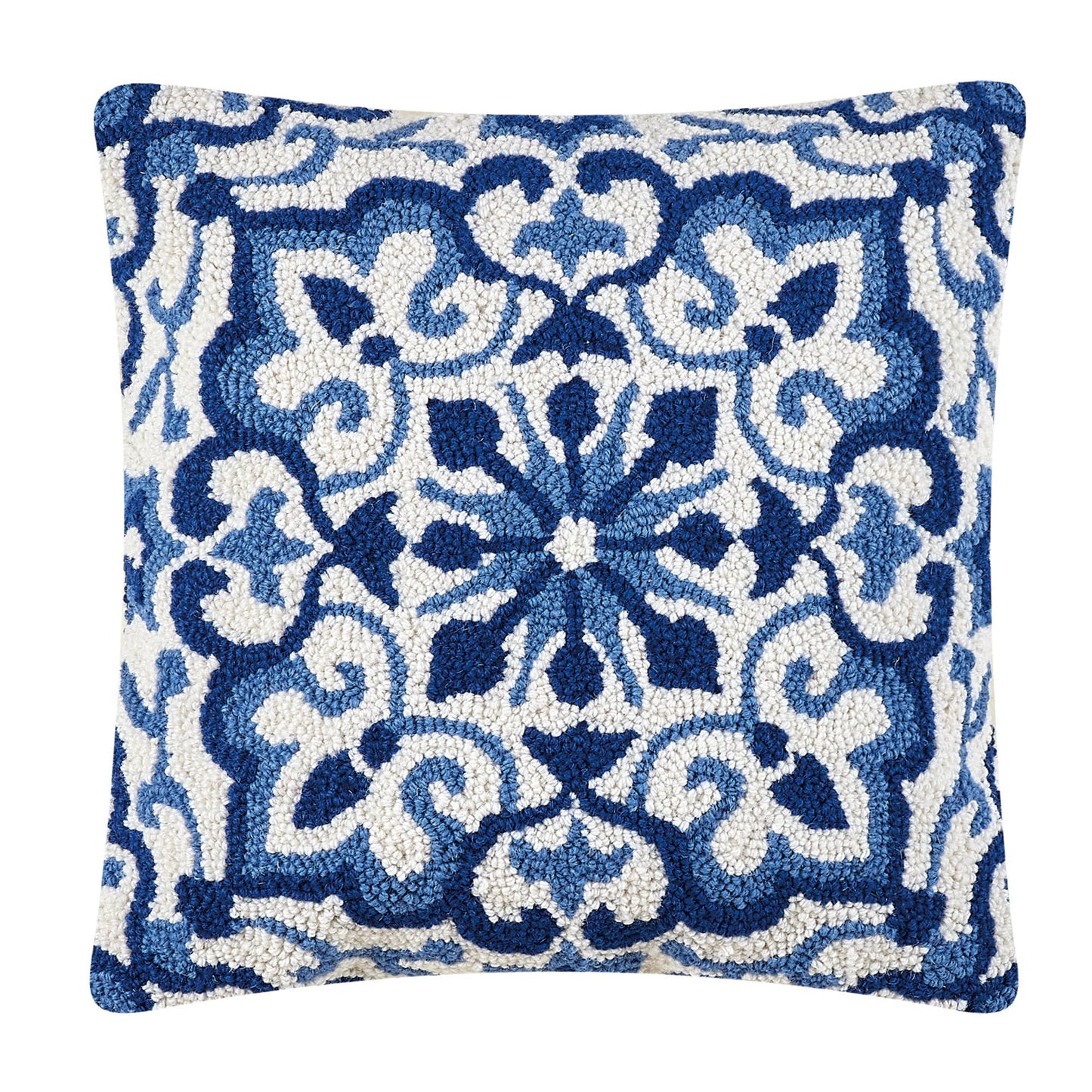 Peking Handicraft Blue Medallion Hook Pillow