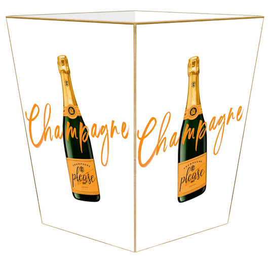 Marye-Kelley Orange Champagne Please On White Wastepaper Basket