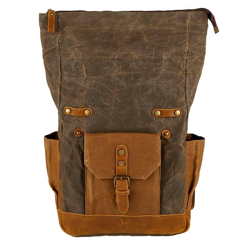 Cole Wheeler Vintage Waxed Canvas and Leather Rolltop Backpack