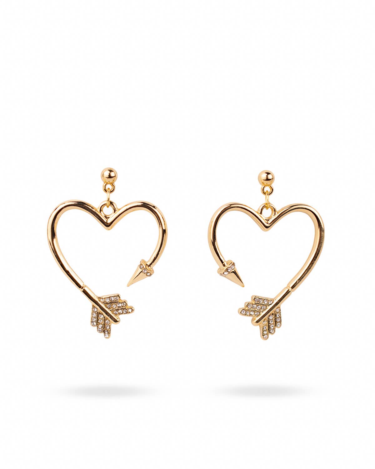 Royal Standard Cupid's Heart Earrings Gold 1.75"