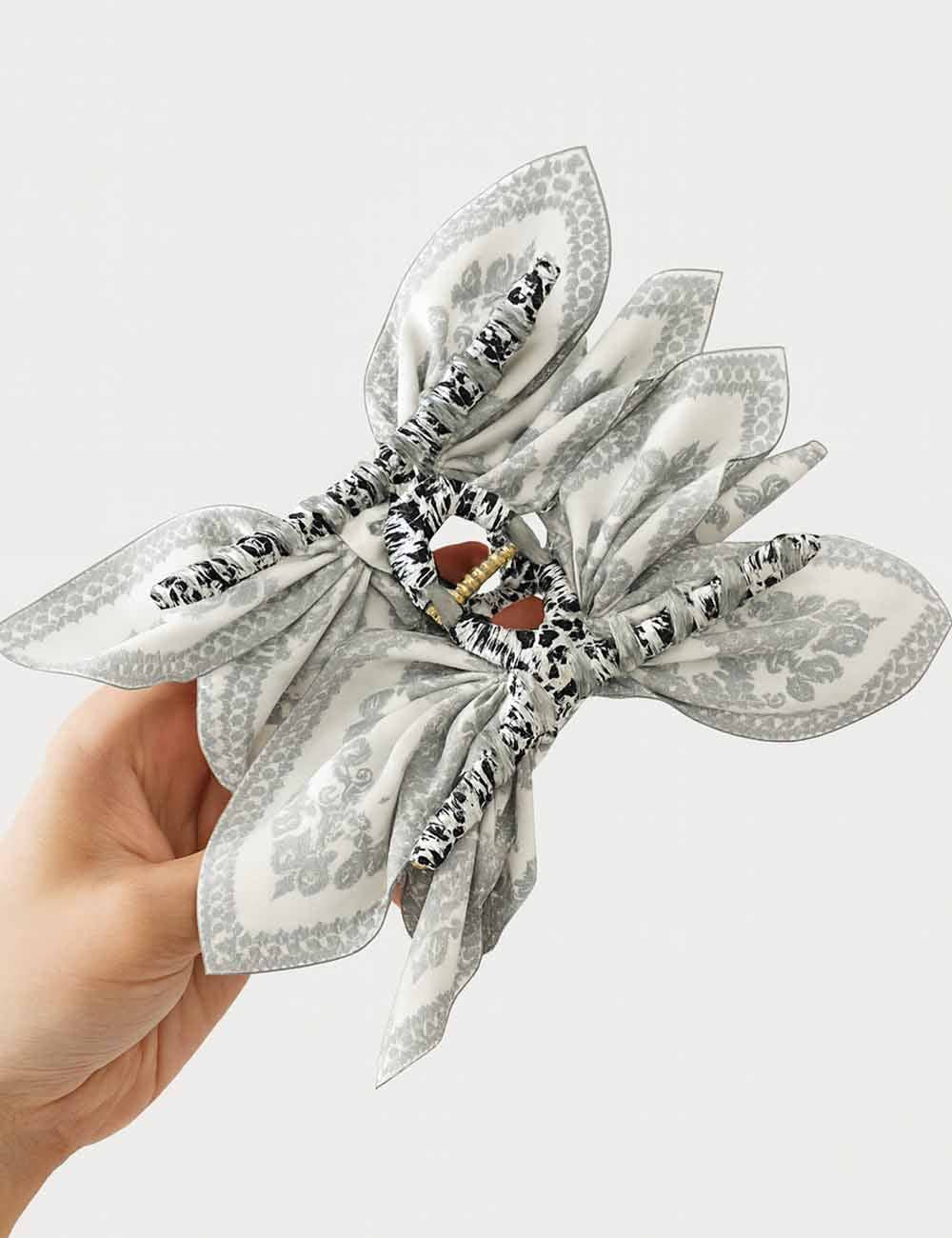 Sweetkama Ladies Chic Paisley Floral Print Bow Knot Hair Clip