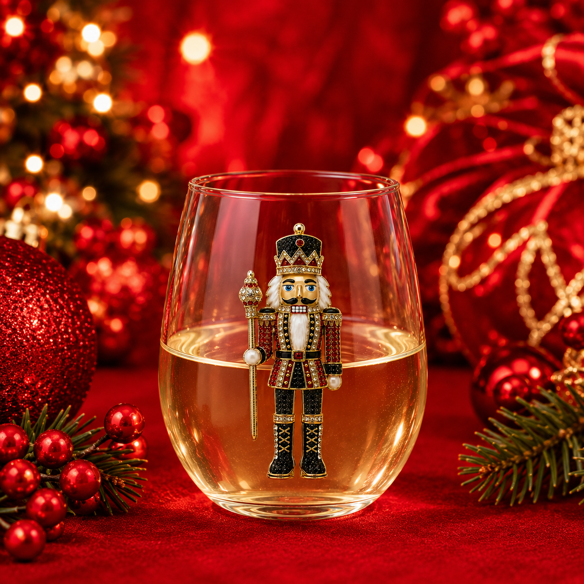 Queens' Jewels Nutcracker Jeweled Stemless Wine Glass