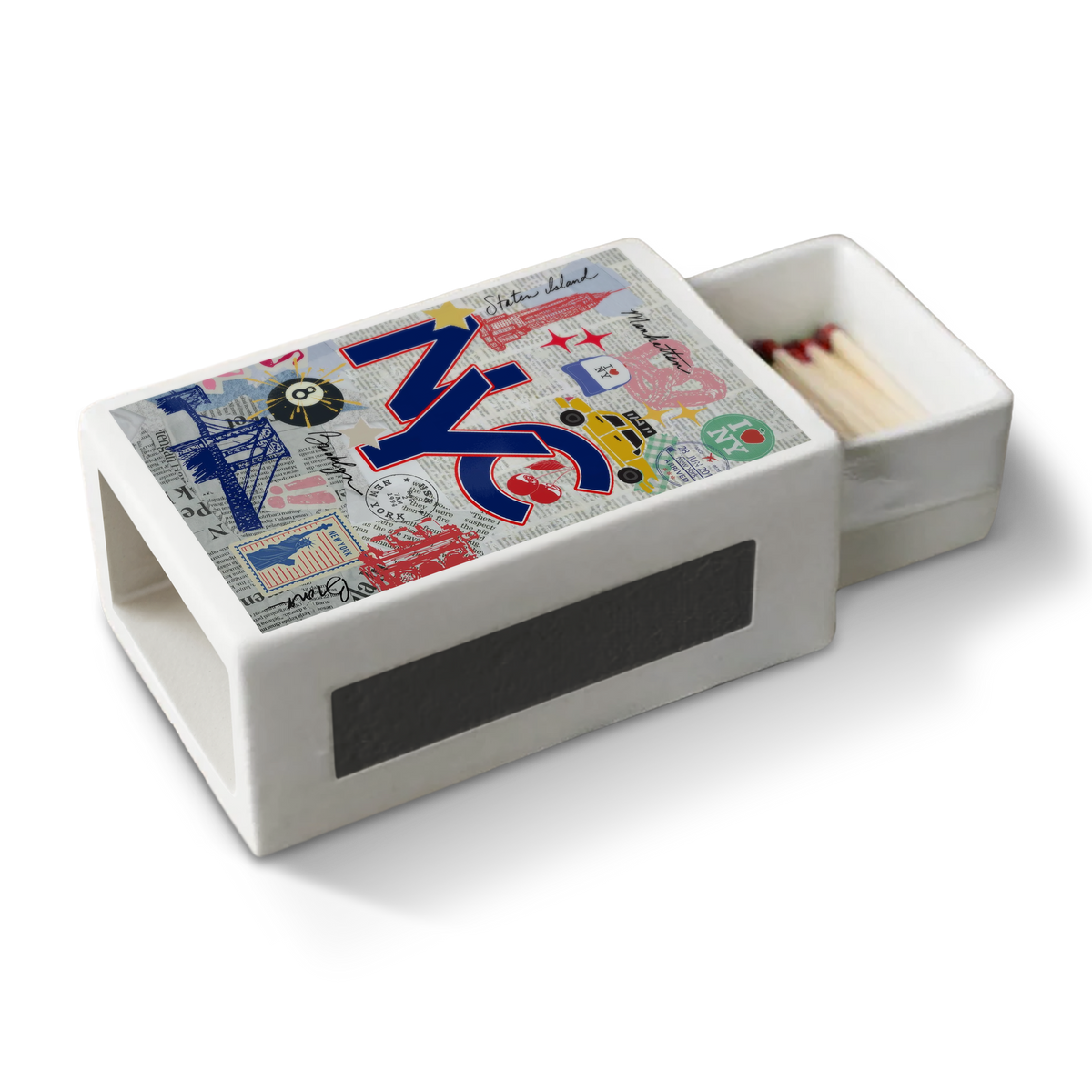 Toss Designs Ceramic Match Box- NYC Newsprint